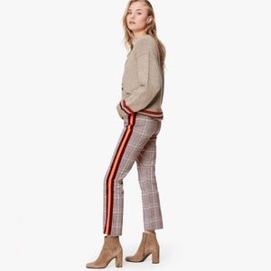 Mother The Insider Ankle Pants Happy People Read & Drink Coffee Plaid Stripe